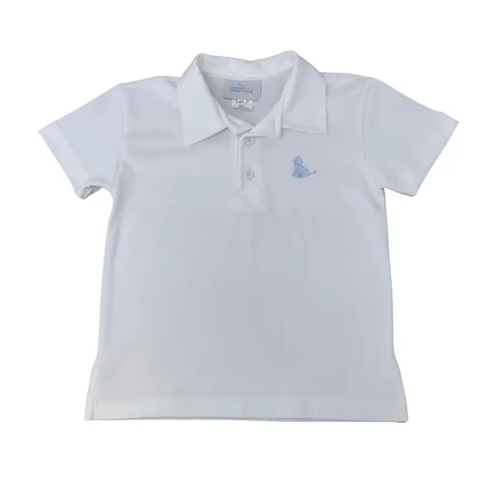Puppy Embroidered Polo | White