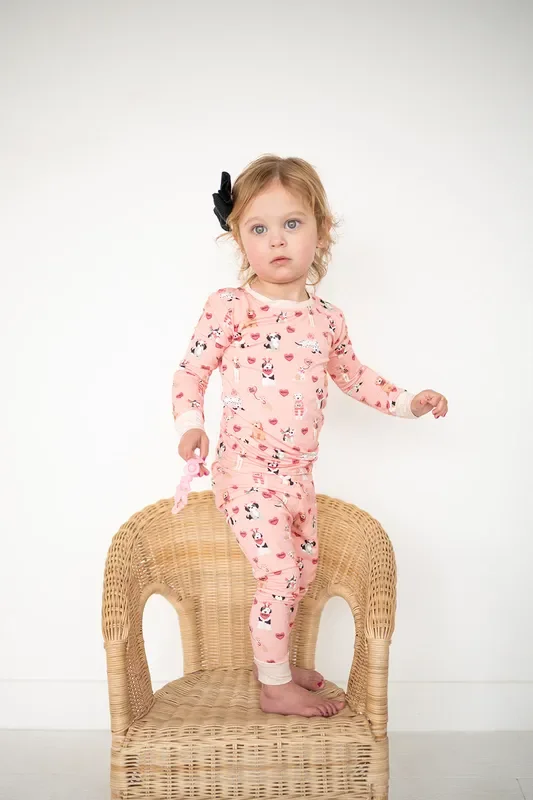 Pups & Kisses (long Sleeve Pj) – Pink
