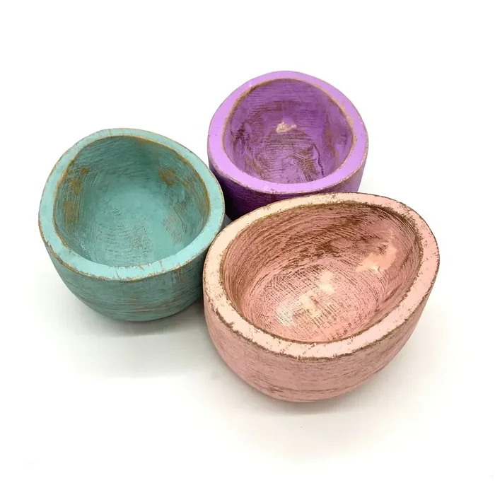 Purple Small Wooden Egg Dough Bowl