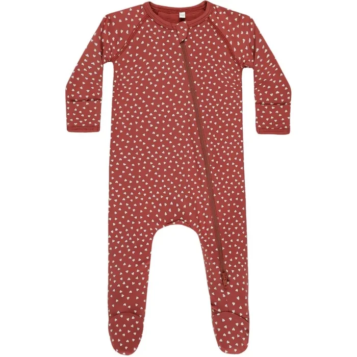 Quincy Mae Bamboo Zip Footie || Tiny Hearts