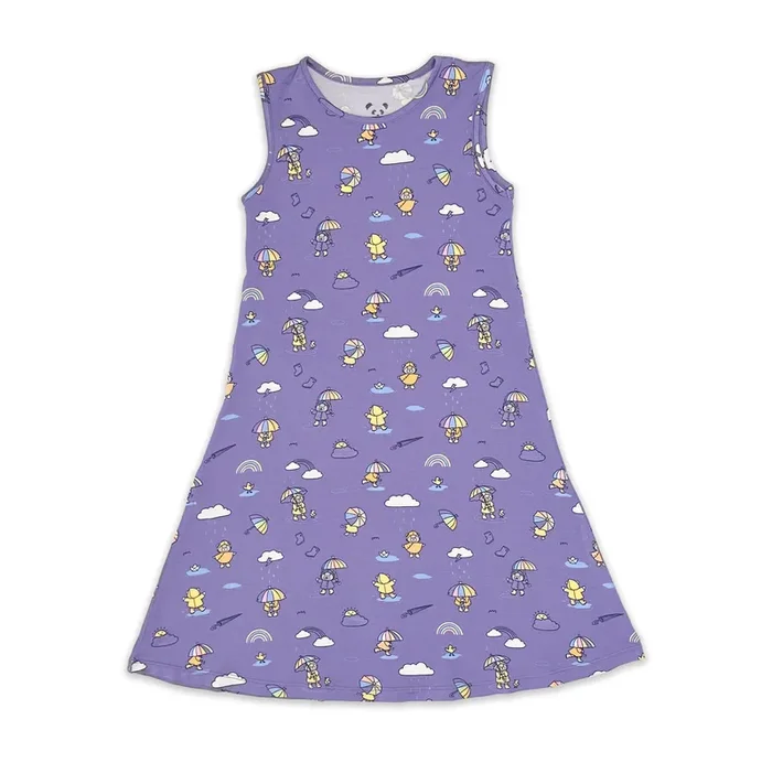 Rainbow Bear Bamboo Girls’ Sleeveless Dress