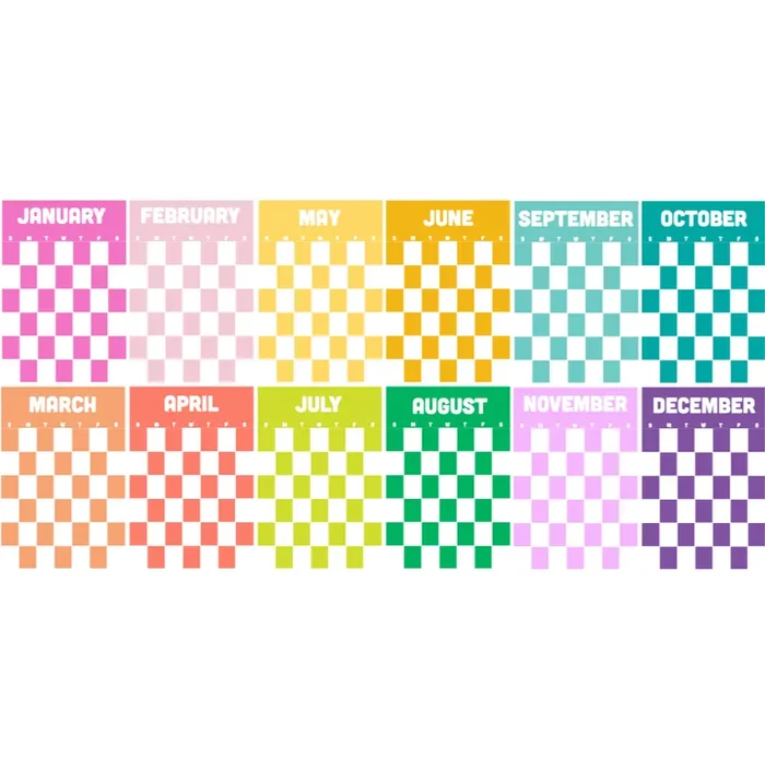 Rainbow Checkerboard Wall Calendar