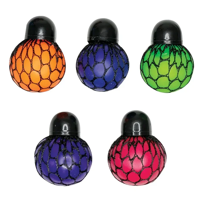 Rainbow Mesh Squeeze Balls – 24 Per Display