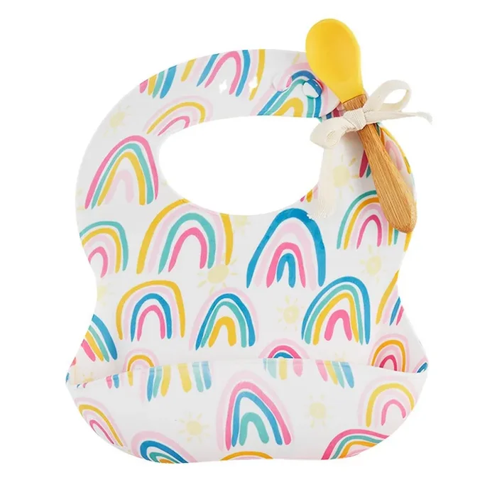 Rainbow Silicone Bib & Spoon Set