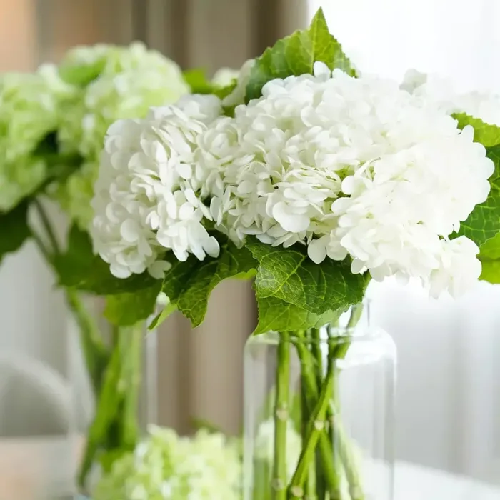 Real Touch Lifelike Pure White Hydrangea – 6”Bloom, 12.5 ” Tall