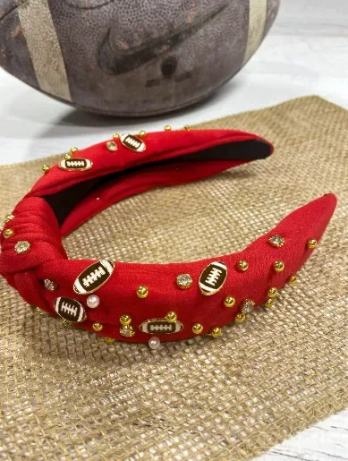 Red Football Glam Headband