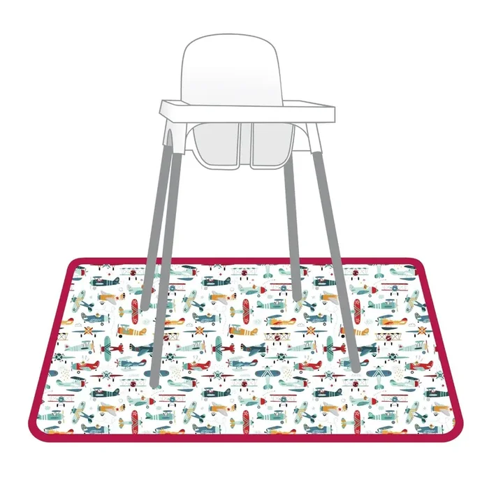 Retro Airplanes Splash Mat – A Waterproof Catch-all For Highchair Spills And More!