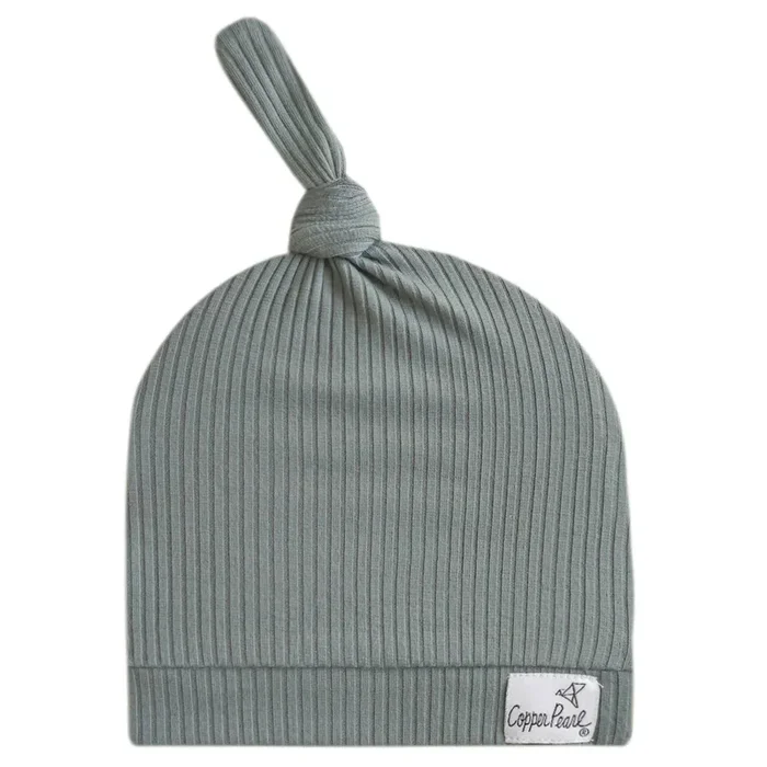 Rib Knit Top Knot Hat – Moss