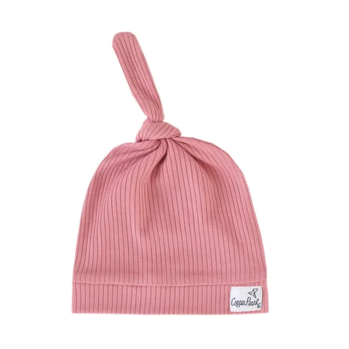 Rib Knit Top Knot Hat – Rosewood