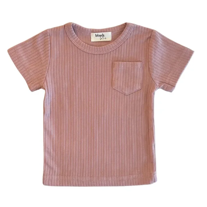 Ribbed Pocket Tee – Dusty Rose
