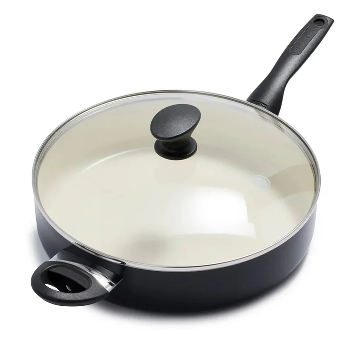 Rio 5qt Ceramic Nonstick Covered Saute Pan with Helper Handle Black (See Description)