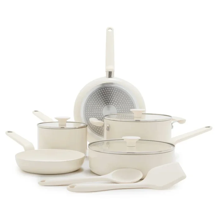 Rio Advanced 10pc Ceramic Nonstick Cookware Set – Cream
