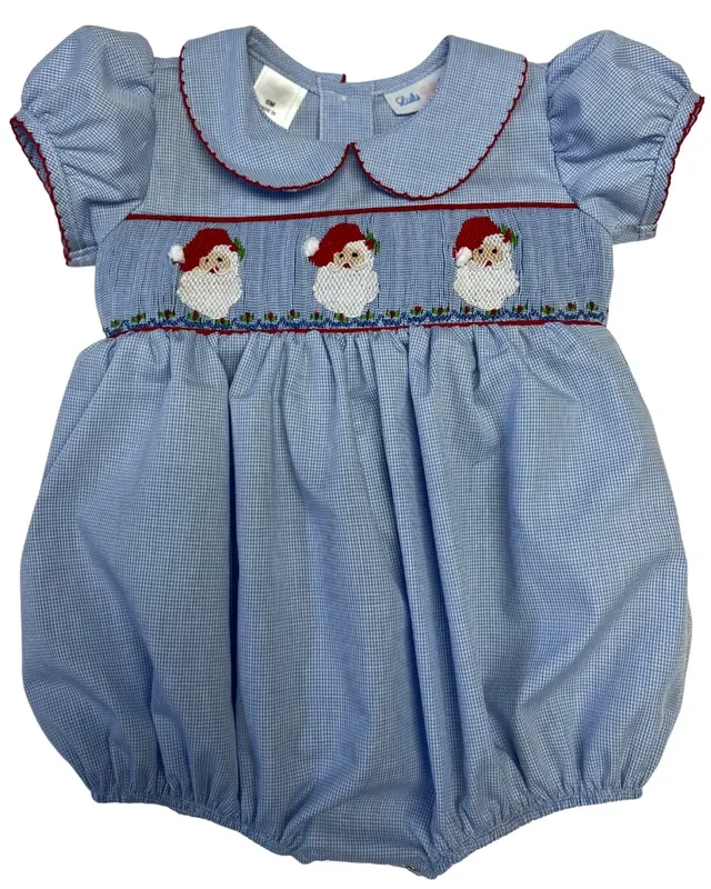 Rosie Smocked Bubble – Santa Claus