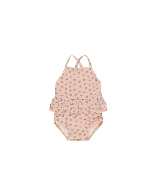 Ruffled One-Piece Swimsuit – Hearts