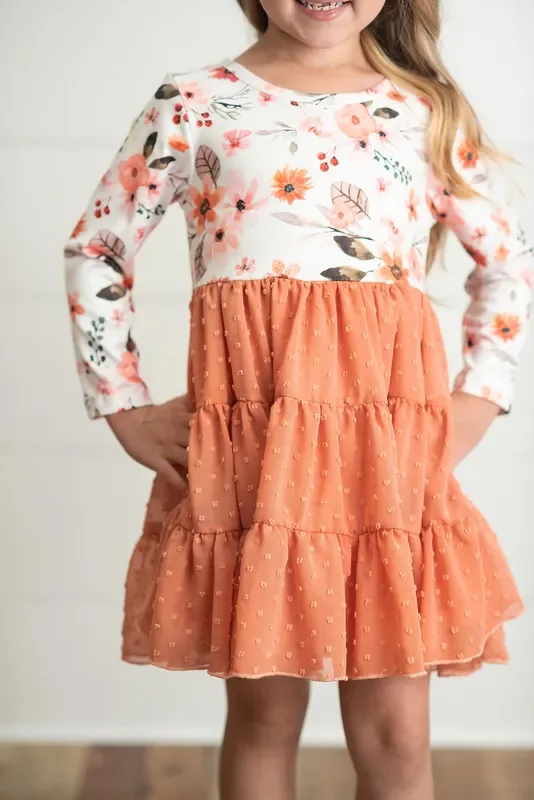 Rust Swiss Dot Tulle Dress