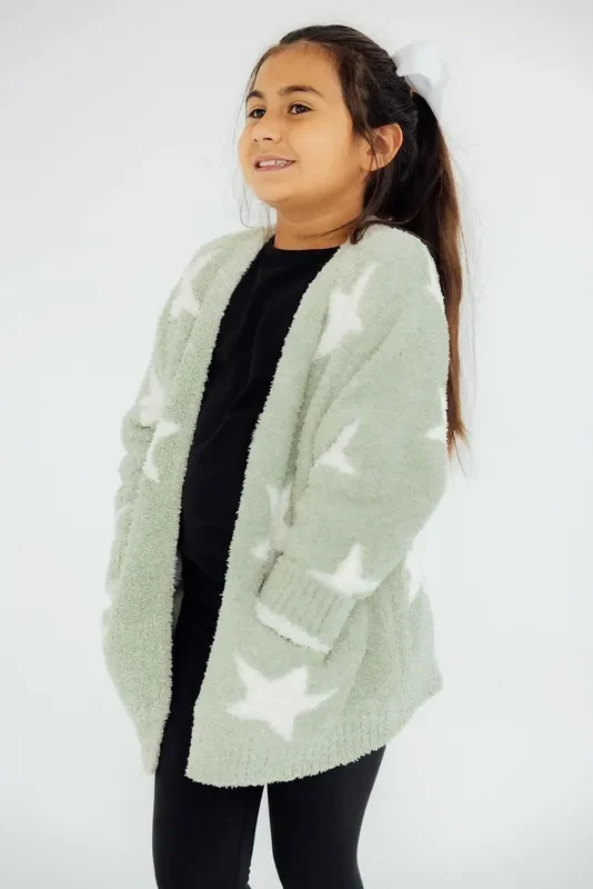 Sage/coconut Star Cozy Cardigan