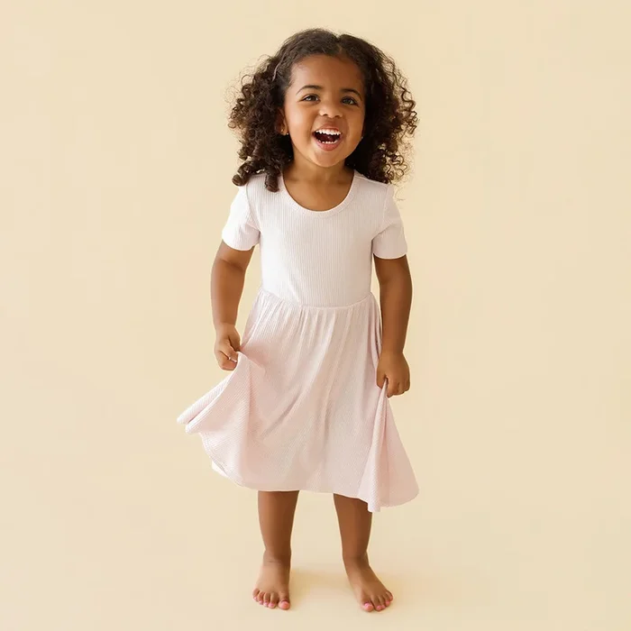 Sandy Blush Ribbed Twirl Dress