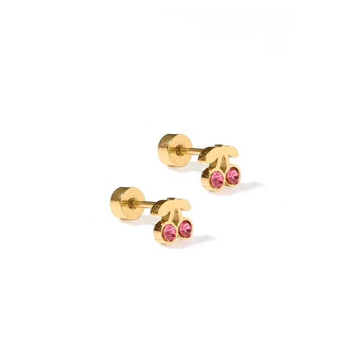 Screwback Stud Earrings – Pink Cherry