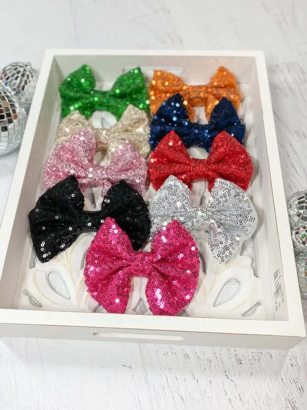 Sequin Hair Bow – Alligator Clip – 4 “