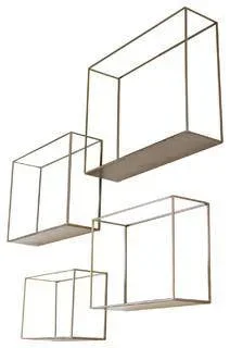 Set of 4 Metal Shelves – Gold