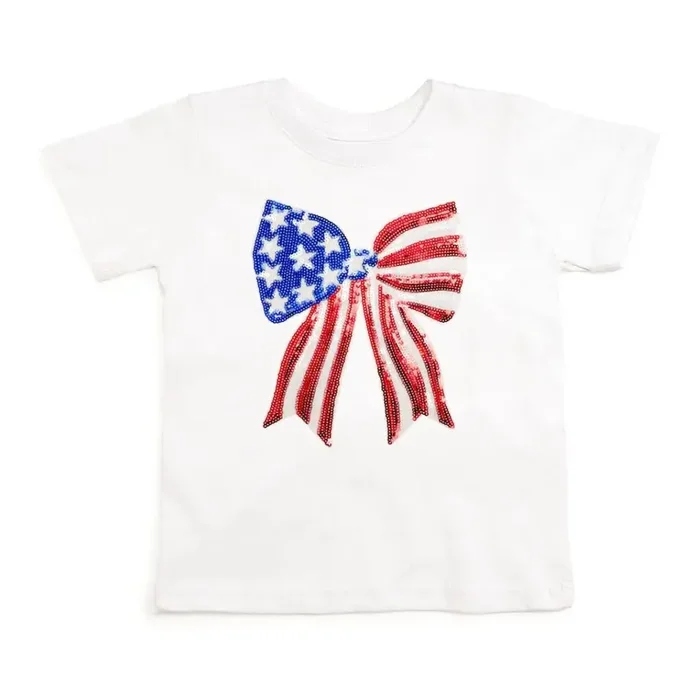 Short Sleeve Tee | Patriotic Sequin Bow