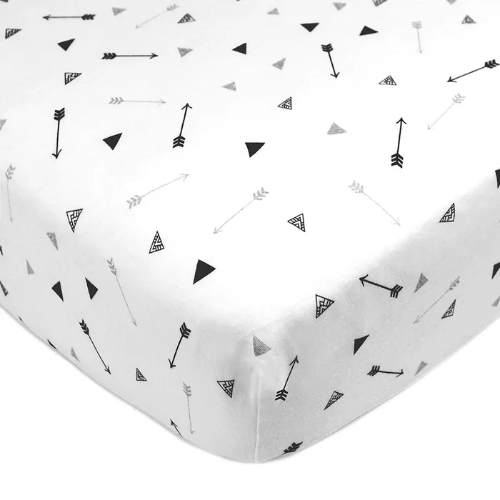 Silver & Black Arrow Metallic Sparkle Crib Sheet