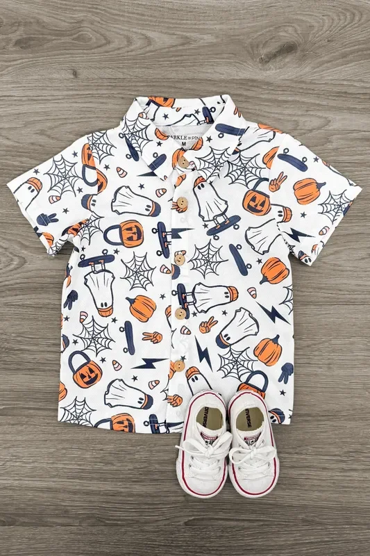 Skater Ghost Button Down Top