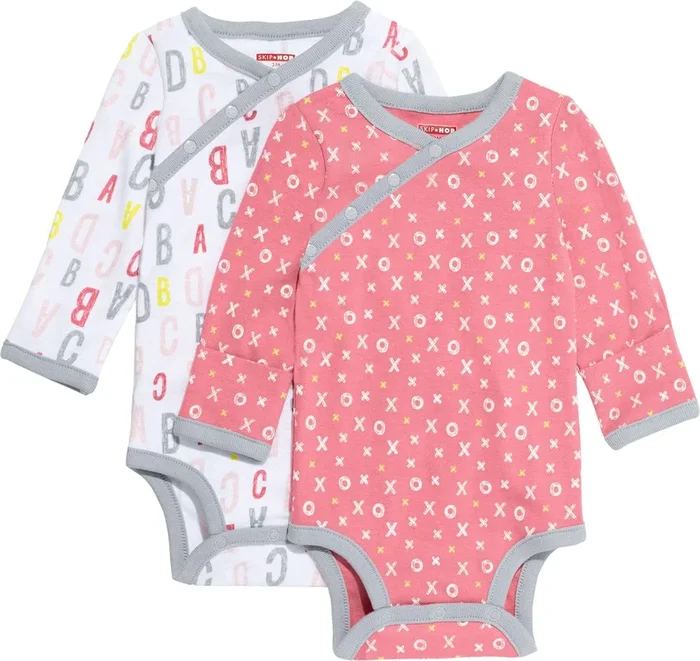 Skip Hop ABC-123 Long Sleeve Bodysuit Set, 2-Pack – Pink (6 Months)