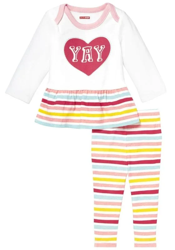 Skip Hop Baby Says Long Sleeve Tunic & Legging Set – Pink Stripes (3 Months)