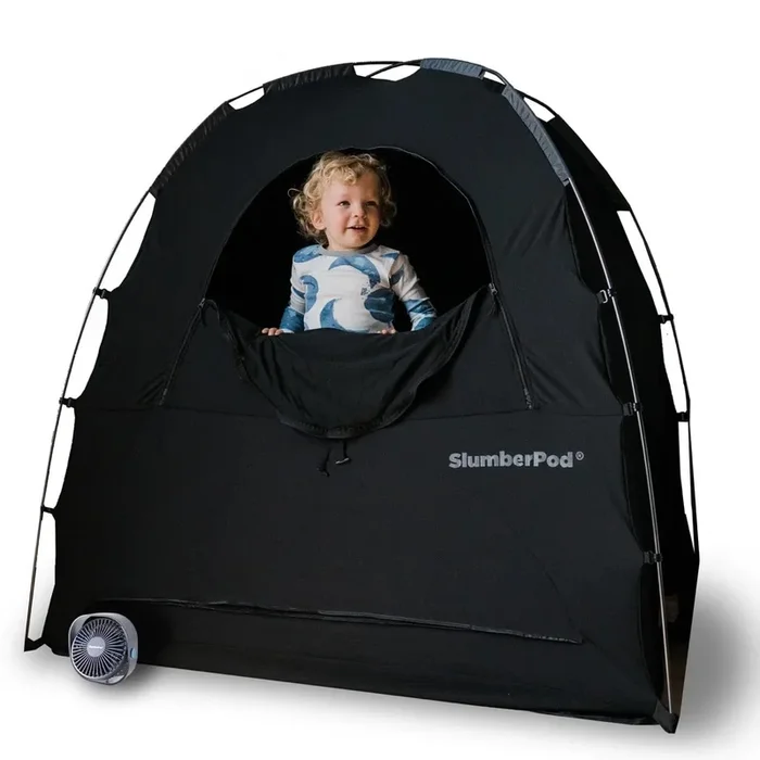 SlumberPod Privacy Canopy with Fan – Black / Gray