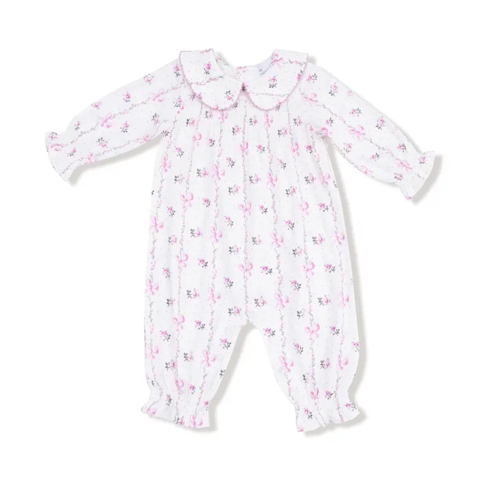 Smocked Romper w/ Peter Pan Collar | Dainty Buds