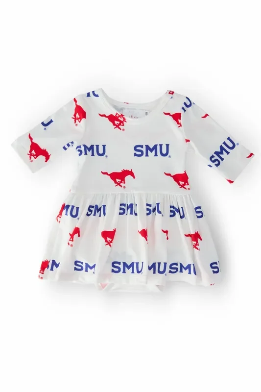 Smu White Mustang 3/4 Sleeve Twirl Bodysuit