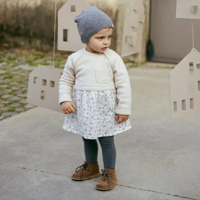 Snug – Organic Cotton Fleece Jersey + Muslin Dress – Floral