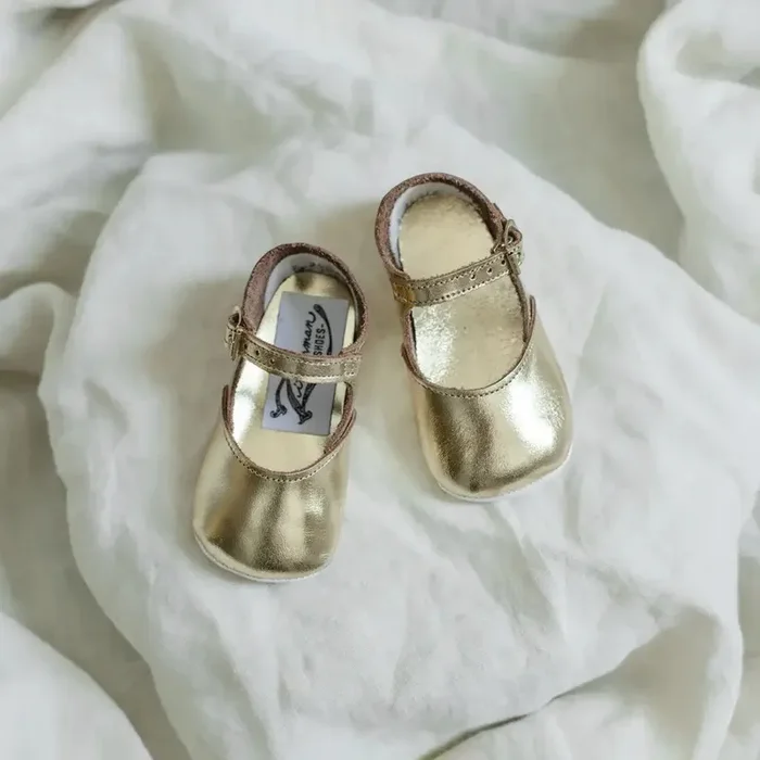 Soft Soled Mary Jane – Gold (white Soles)
