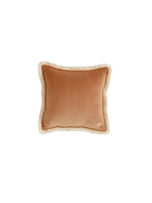 Soft Velvet Caramel – Pillow With Fringe
