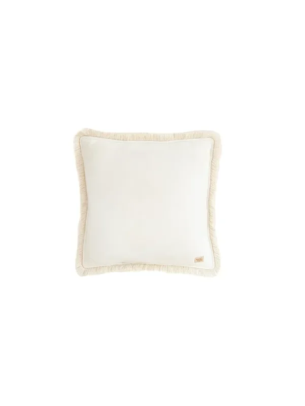 Soft Velvet White – Pillow With Fringe