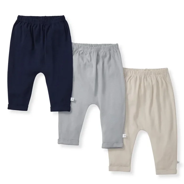 Solid Organic Cotton Baby Pants 3 Pack – Midnight