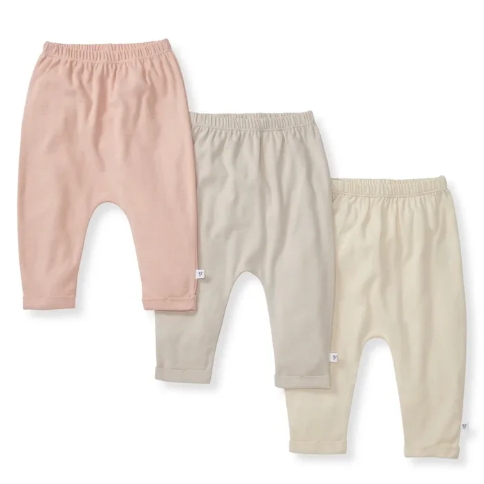 Solid Organic Cotton Baby Pants 3 Pack – Pink Sand
