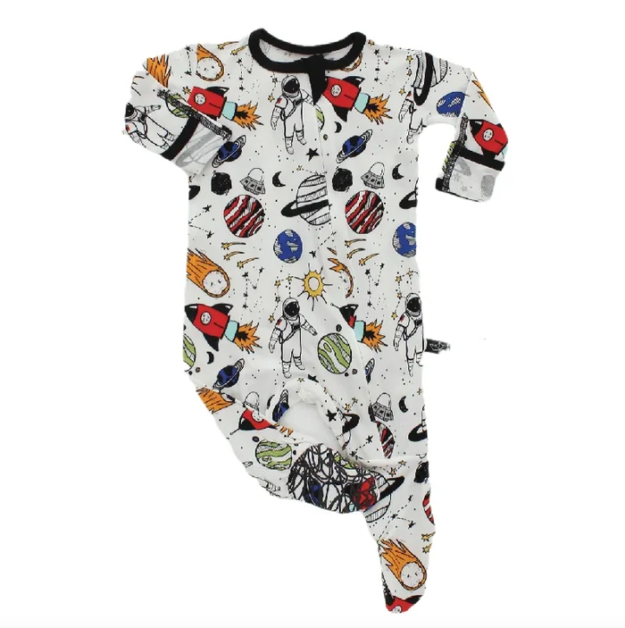 Space Doodle Bamboo Footed Sleeper