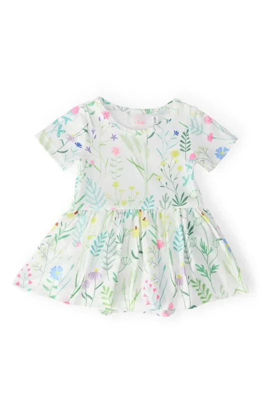 Spring Dandelion Floral S/s Twirl Bodysuit