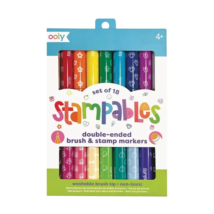 Stampables Double Ended Stamp and Brush Markers – Set of 18