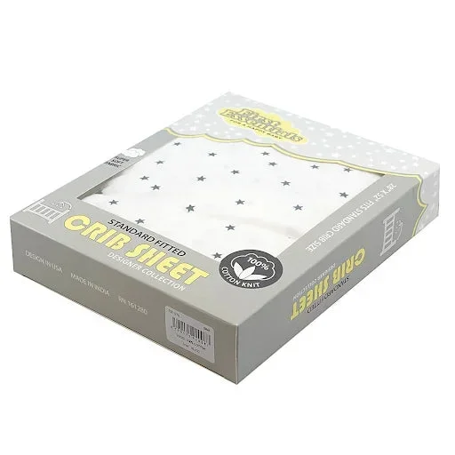 STANDARD CRIB SHEET WHITE W/STARS