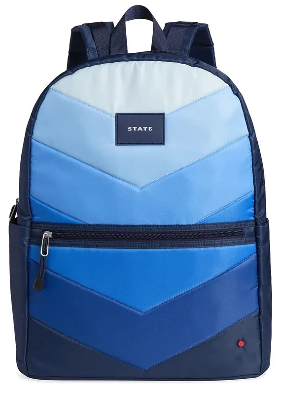State Bags Kane Kids Large Backpack – Blue Chevron Puffer