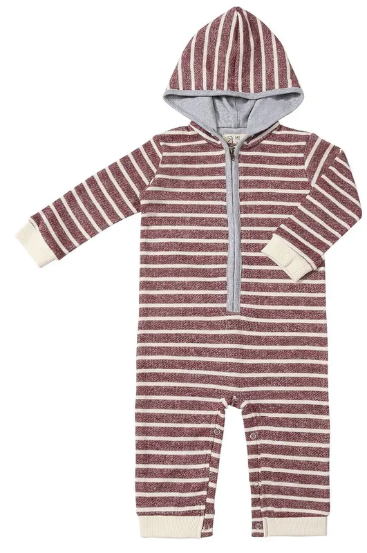 Stefano Hooded Romper | Burgundy/Cream