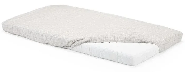Stokke Home Bed Fitted Sheets, Set of 2 – White/Beige Checks