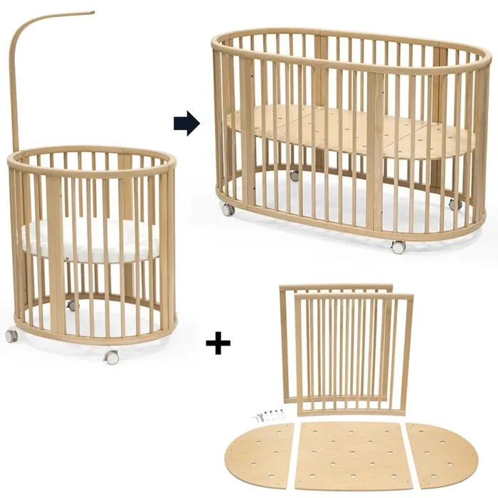 Stokke Sleepi Mini Crib Bundle with Mattress V3 + Crib / Bed Extension Kit V3 – Natural