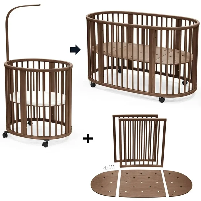 Stokke Sleepi Mini Crib Bundle with Mattress V3 + Crib / Bed Extension Kit V3 – Warm Brown