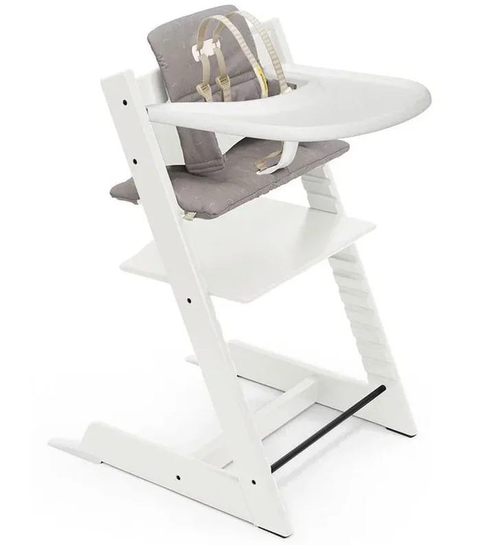 Stokke Tripp Trapp High Chair and Cushion with Stokke Tray – White / Icon Grey