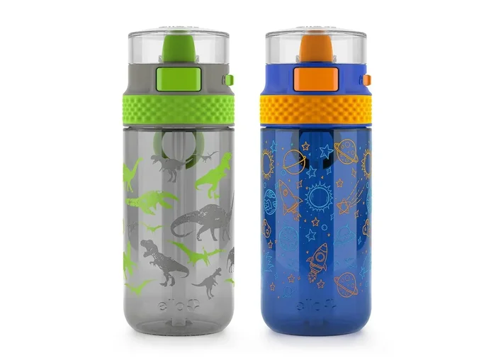 Stratus 16oz Kids’ Water Bottles – Gray/Blue, 2-Pack