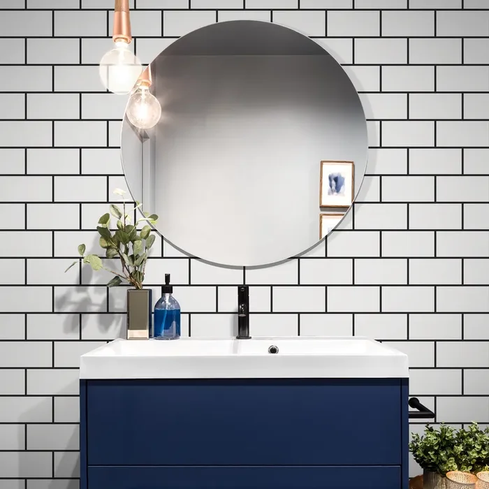 Subway Tile Wallpaper With A Minimalist Brick Pattern In Black And White – C180